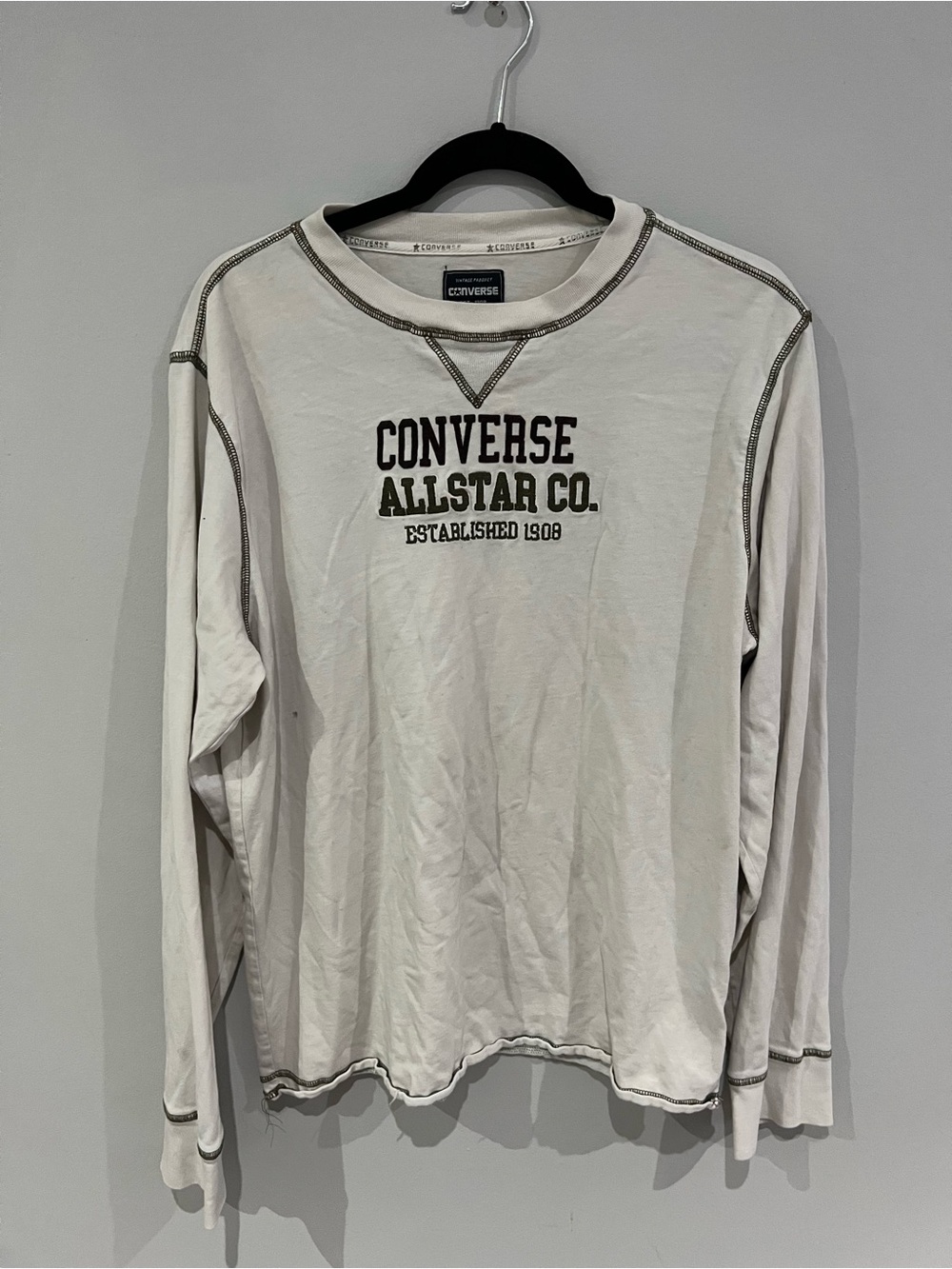 Converse White Long-Sleeve Graphic Crewneck Shirt
